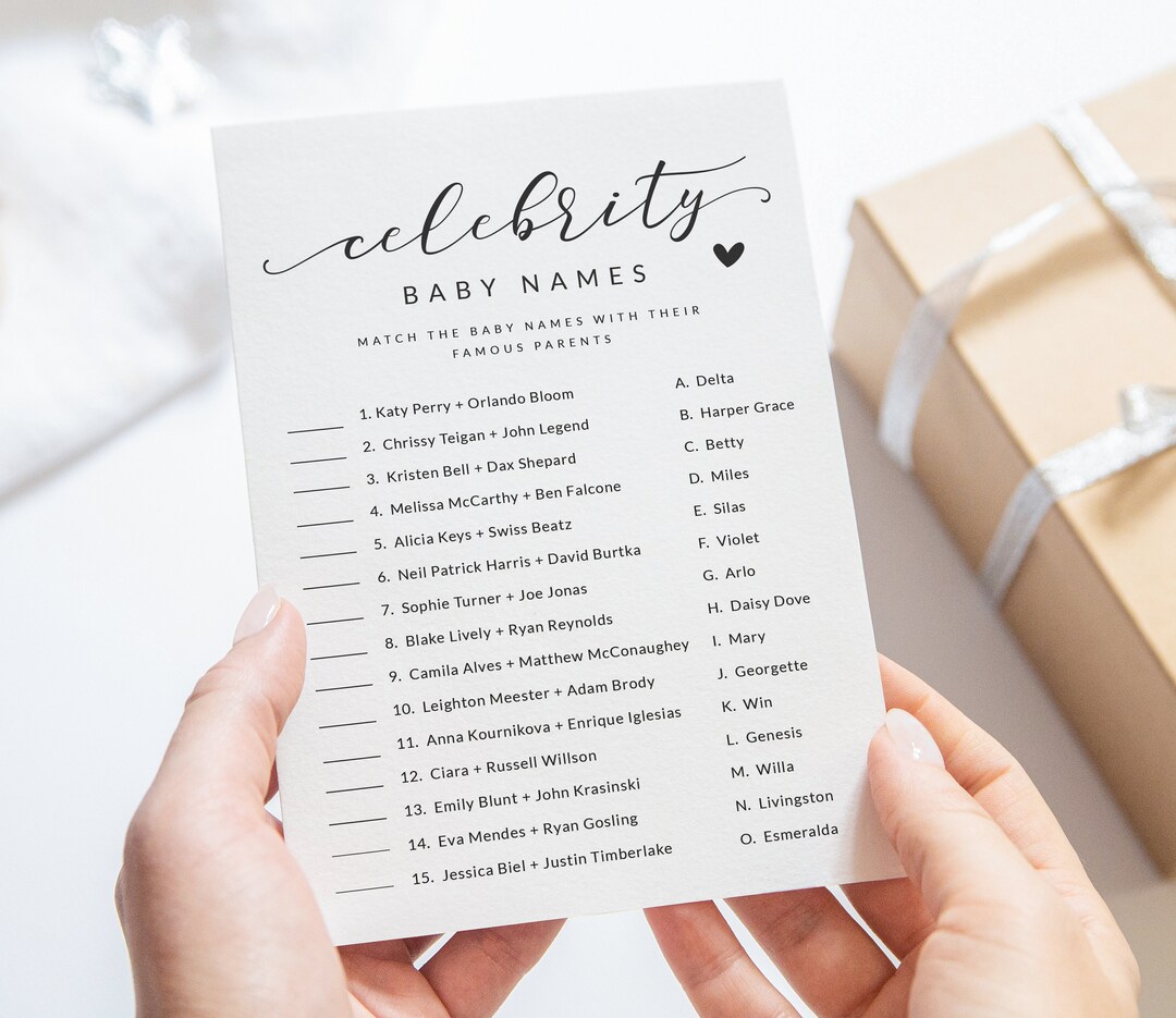 Celebrity Baby Names Quiz Game Printable Baby Shower Trivia Celebrity