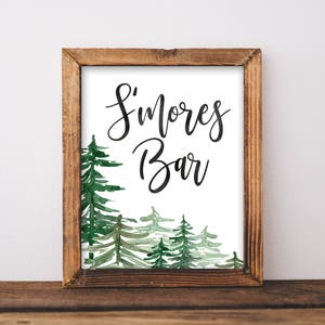 S&#39;mores Bar Sign - S&#39;mores Table Sign - Christmas Party Sign - Holiday Party Printable - Mountain Wedding Sign - S&#39;mores Bar Printable Sign