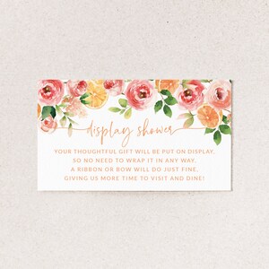 Tarjeta de presentación para baby shower - Baby Shower floral y cítrico - Inserciones de invitación imprimibles - Tarjetas de baby shower sin envoltura - Baby Shower de frutas cítricas