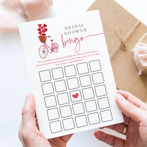 Bingo para despedida de soltera - Despedida de soltera por el día de San Valentín - Juego imprimible de 5 x 7 - Tarjeta de bingo de regalo - El amor está en el aire - Lluvia de amor
