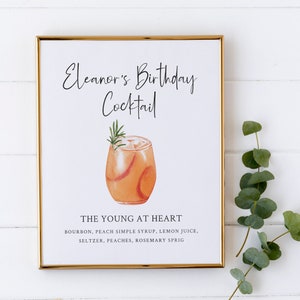 Cartello per drink con firma per festa di compleanno - Decorazioni per festa di 80° compleanno - Decorazioni per compleanno per adulti - Compleanno importante - Cartello per cocktail ad acquerello