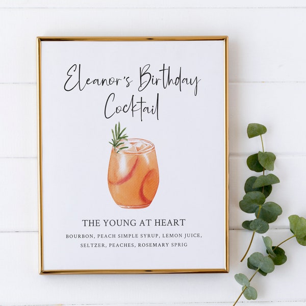 Birthday Party Signature Drink Sign - 80th Birthday Party Decorations - Adult Birthday Decor - Milestone Birthday - Watercolor Cocktail Sign