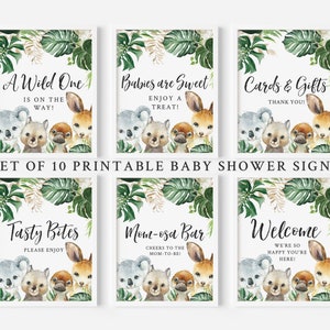 Australian Animals Baby Shower Sign Bundle - Set of 10 Printable Signs - Koala Baby Shower Sign Package - Kangaroo Baby Shower Sign Bundle