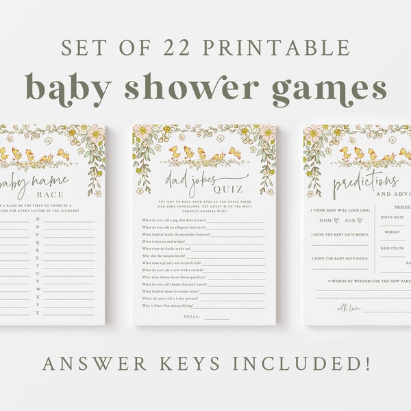 Spring Ducklings Baby Shower Game Bundle - Set of 22 Printable Baby Games - Duck Baby Shower Games - Rubber Ducky Theme - Spring Babies