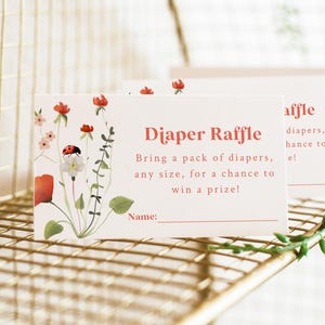 Marienkäfer Windel Lotterielos | Eine kleine Lady ist unterwegs | Druckbare Einladung Einlagen | Kleine Liebe Käfer | Marienkäfer Windelkarten