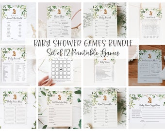 Bear Themed Baby Shower Games Bundle - Bear Baby Shower Game Package - We Can Bearly Wait Theme - Printable Baby Shower Games & Activities