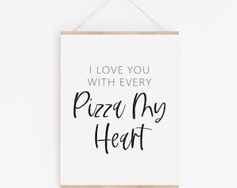 Letrero "Te amo con cada pizza de mi corazón" - Letrero de buffet de pizza para bodas - Letrero imprimible para barra de pizza - Letrero de pizza para fiesta de compromiso - Letreros para bodas