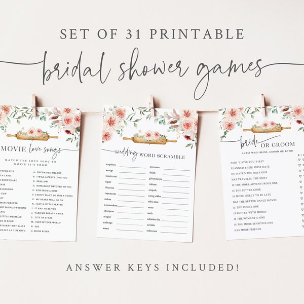 Kitchen Bridal Shower Game Bundle - Set of 31 Printable Games & Activities - All You Knead is Love - Cooking Theme - Stock the Kitchen Theme