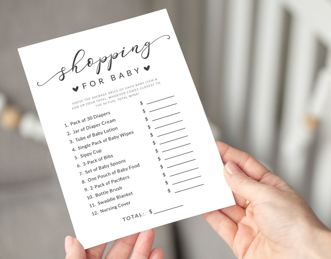 Shopping for Baby Game Printable Baby Shower Price Game Baby Item Price