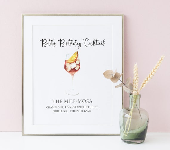 50th Birthday Party Sign Birthday Signature Cocktail Etsy