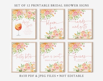 Citrus Bridal Shower Sign Bundle - Set of 12 Printable 8x10 Signs - Main Squeeze Bridal Shower - Aperol Spritz Bridal Shower Sign Package
