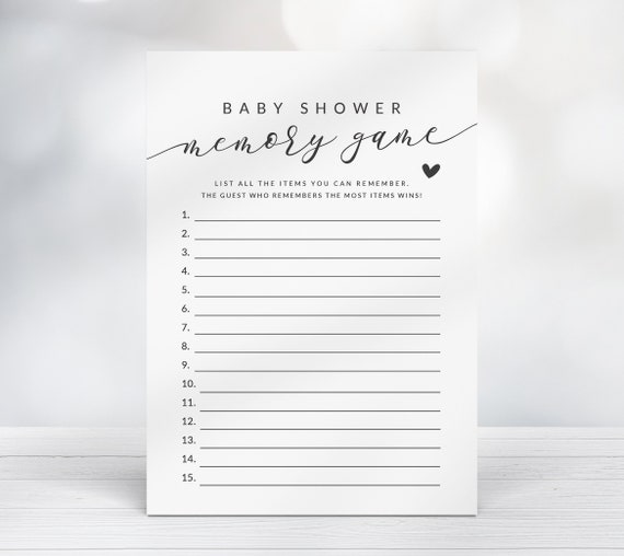 Baby Shower Memory Game Card Baby Item Memory Game Printable Etsy