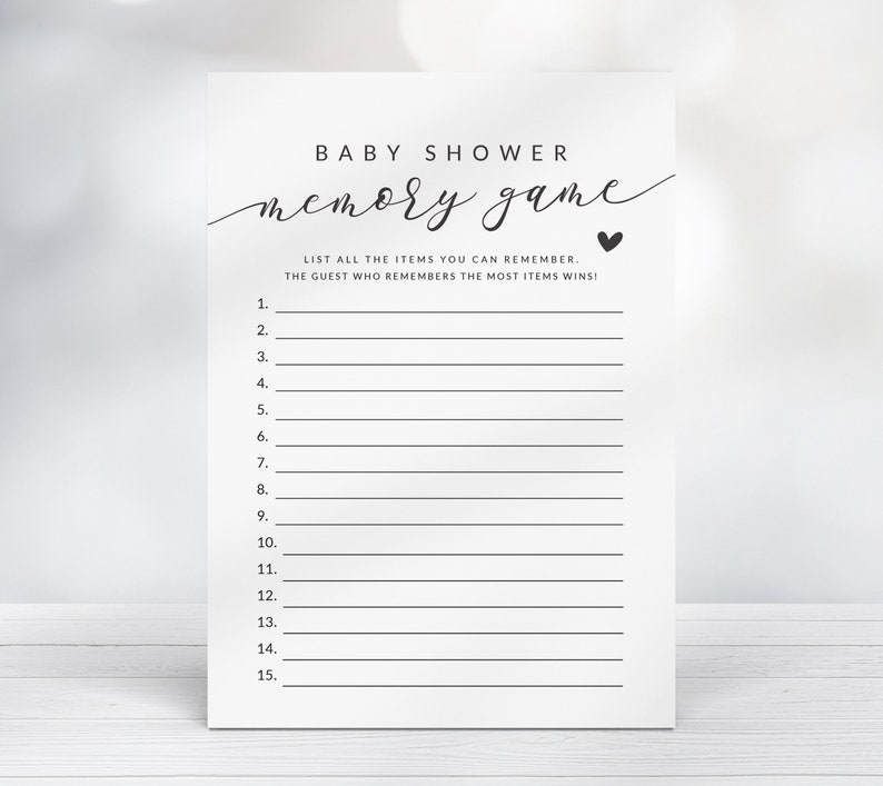 Baby Shower Memory Game Card Baby Item Memory Game Printable - Etsy