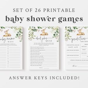 Oh Deer Baby Shower Game Bundle - 26 Printable Games & Activities - Woodland Deer Baby Shower Game Package - Gender Neutral Deer Theme