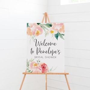 Letrero de bienvenida para despedida de soltera - Decoraciones para despedida de soltera en tonos melocotón - Letrero floral para despedida de soltera - Póster de bienvenida personalizado - Letrero floral imprimible