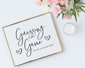 Guessing Game Sign - Can You Guess How Many - Baby Shower Guessing Game - Shower Activities - Shower Games - Guessing Game Table Sign