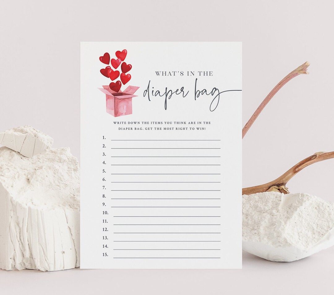 Little Valentine Baby Shower Diaper Bag Guessing Game Etsy