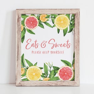 Citrus Bridal Shower - Food Table Sign - Sweets Table Sign - Buffet Table Printable - Summer Bridal Brunch Decorations - Lemon Party Sign