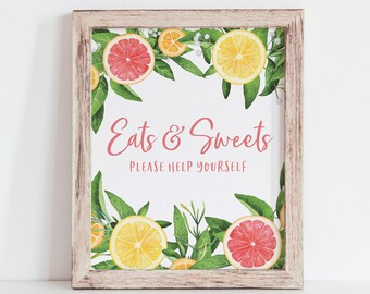 Citrus Bridal Shower - Food Table Sign - Sweets Table Sign - Buffet Table Printable - Summer Bridal Brunch Decorations - Lemon Party Sign