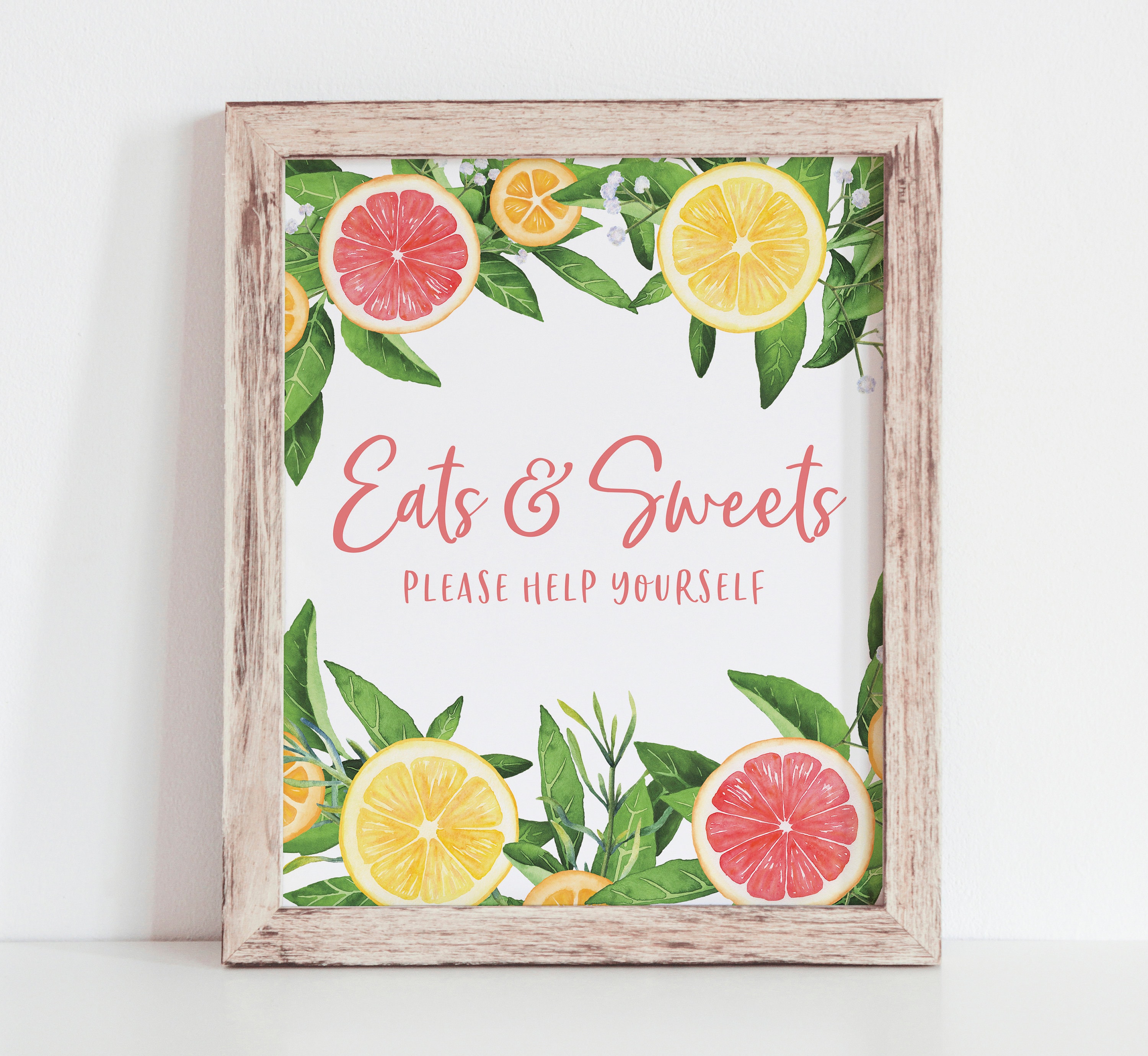 Citrus Bridal Shower Food Table Sign Sweets Table Sign Etsy Canada