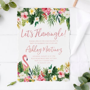 Flamingo Bachelorette Party Invitation - Final Flamingle Invite - Tropical Flamingo Party Invitation - Printable Last Flamingo Invitations
