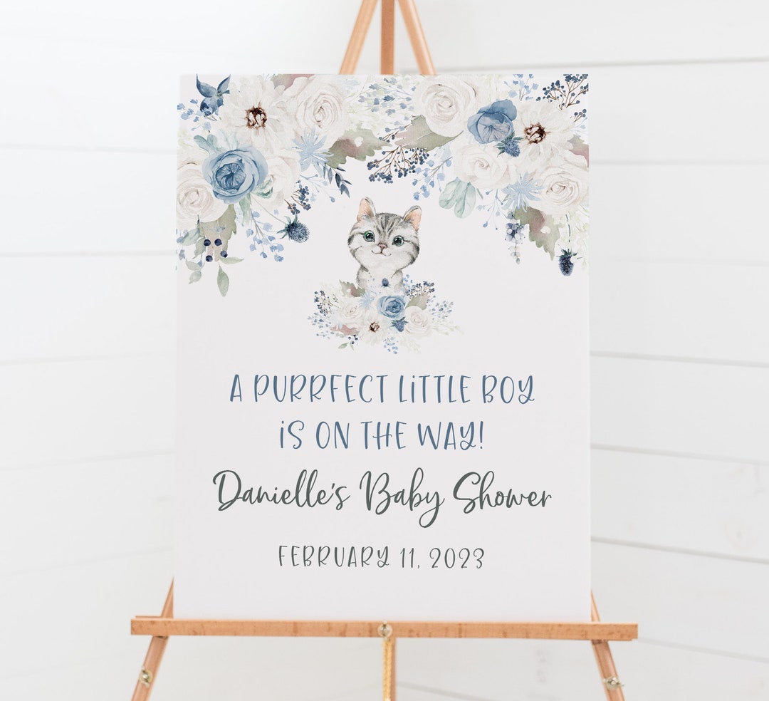 Cat Themed Baby Shower Sign Printable Boy Baby Shower