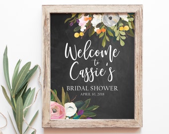 Welcome Sign for Bridal Shower - Floral Welcome Sign - Bridal Shower Printable Sign - Custom Bridal Shower Sign - Welcome Printable Signage