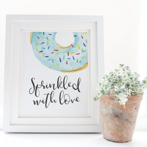 Sprinkled With Love Printable Sign - Boy Baby Sprinkle Decorations - Donut Baby Shower Decor - Donut Sign - Blue Donut Baby Sprinkle Signage