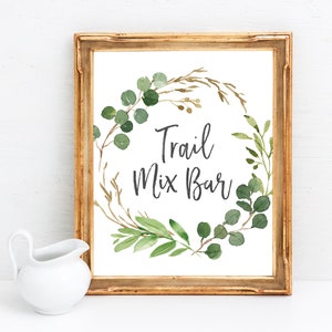 Trail Mix Bar Sign - Baby Shower Trail Mix Sign - Baby Shower Printable Sign - Gender Neutral Baby Shower - Greenery Baby Shower Decorations