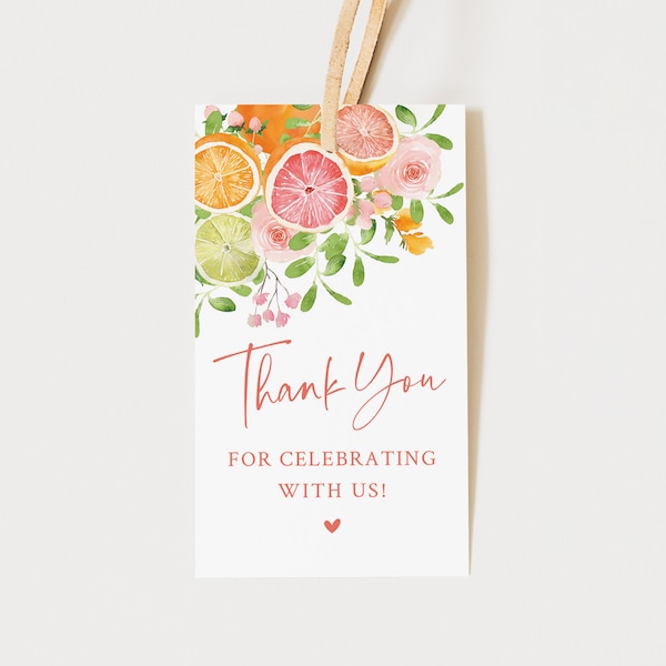 Citrus Favor Tags - Citrus Thank You Tags - Printable 2"x3.5" Favor Tags - Thank You for Celebrating With Us - Main Squeeze Bridal Shower