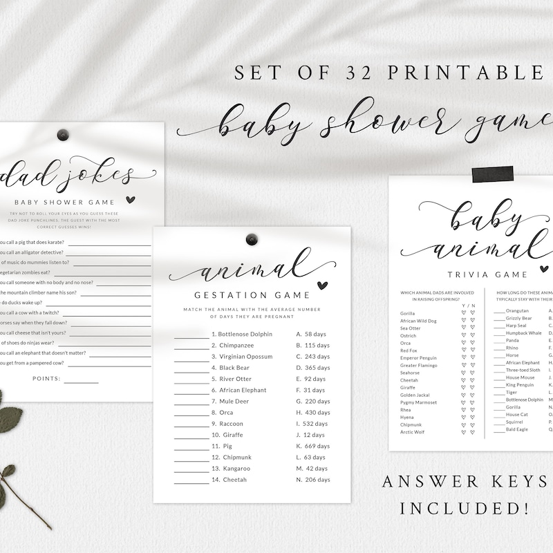 Printable Baby Shower Games - Etsy