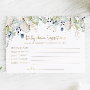 Baby Name Suggestions Shower Activity - Bonjour Bebe Shower Theme - Name Suggestions Card Printable - Parisian Market Boys Baby Shower Theme