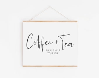 Coffee and Tea Station Sign - Please Help Yourself - Coffee Bar Sign - Drink Station Signage - Wedding Coffee Bar - Printable Wedding Signs