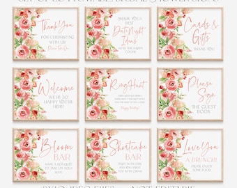 Berry Sweet Bridal Shower - Bundle of 20 Printable Signs - Strawberry Themed Bridal Shower - Summer Fruit Wedding Shower - Pink and Red