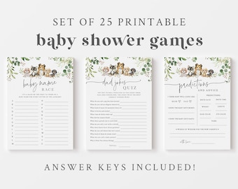 Puppy Dog Baby Shower Game Bundle - Set of 25 Printable Games & Activities - Cute Puppies Baby Shower Game Package - Puppy Themed Shower