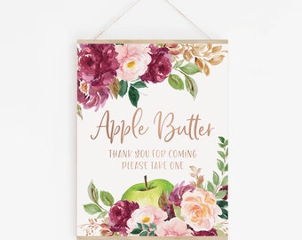 Letrero de recuerdo de mantequilla de manzana - Letrero de recuerdo de fiesta de otoño - Ideas de recuerdo de baby shower de otoño - Decoraciones de baby shower con temática de manzana - Apple of our Eye