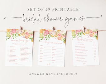 Citrus Bridal Shower Game Bundle - Set of 29 Printable Games - Main Squeeze Bridal Shower Games - Aperol Spritz Bridal Shower Game Package
