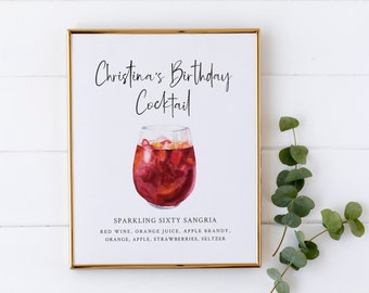 Birthday Cocktail Printable Sign - Signature Cocktail for Birthday Party - Mom's Birthday Party Custom Drink Sign - 60th Birthday Party Sign
