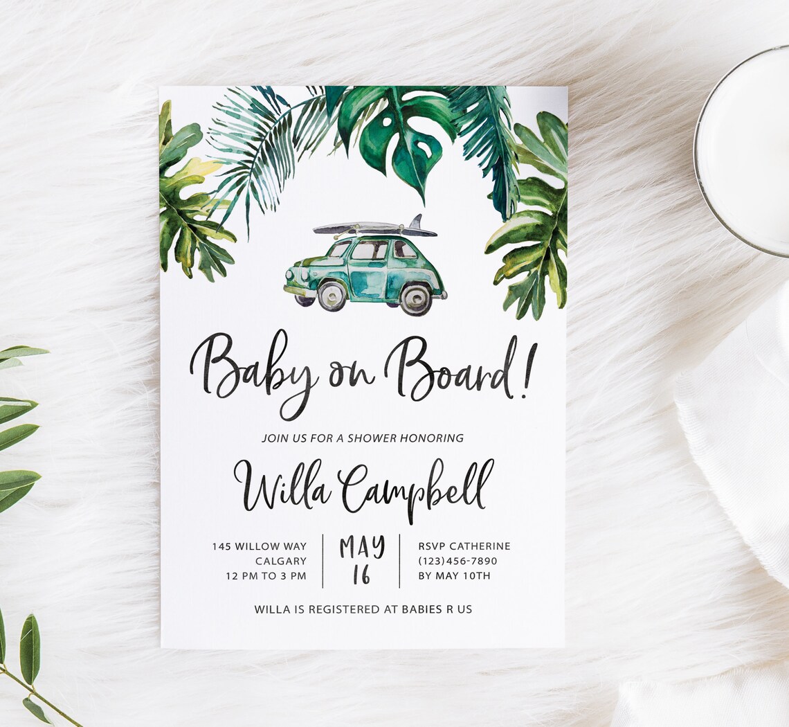 Surf Theme Baby Shower Invitations Beach Baby Shower Etsy Canada