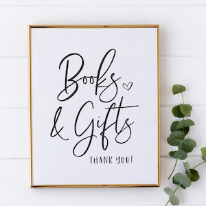 Books and Gifts Baby Shower Sign - Books for Baby - Gift Station Sign - Gift Table Sign - Black and White Signs - Printable Signage