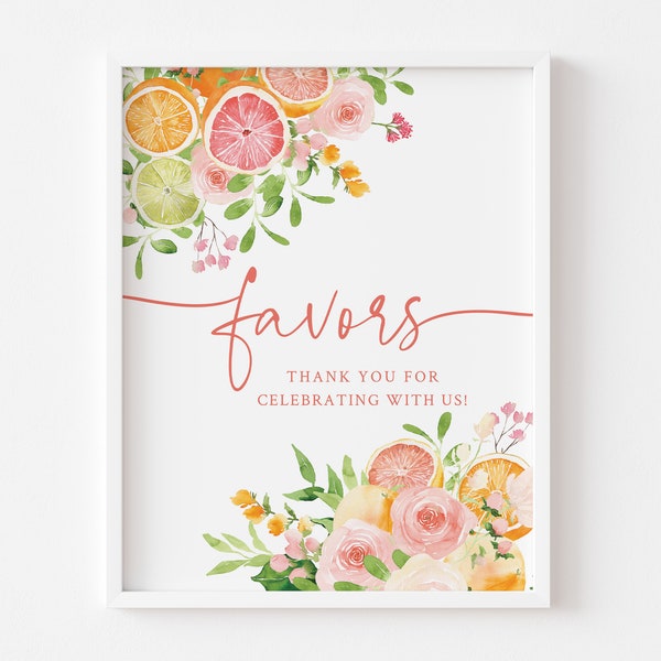 Citrus Favor Table Sign - 8x10 Printable Sign - Main Squeeze Bridal Shower - Favors Sign - Spritz Bridal Shower - Orange Wedding Shower