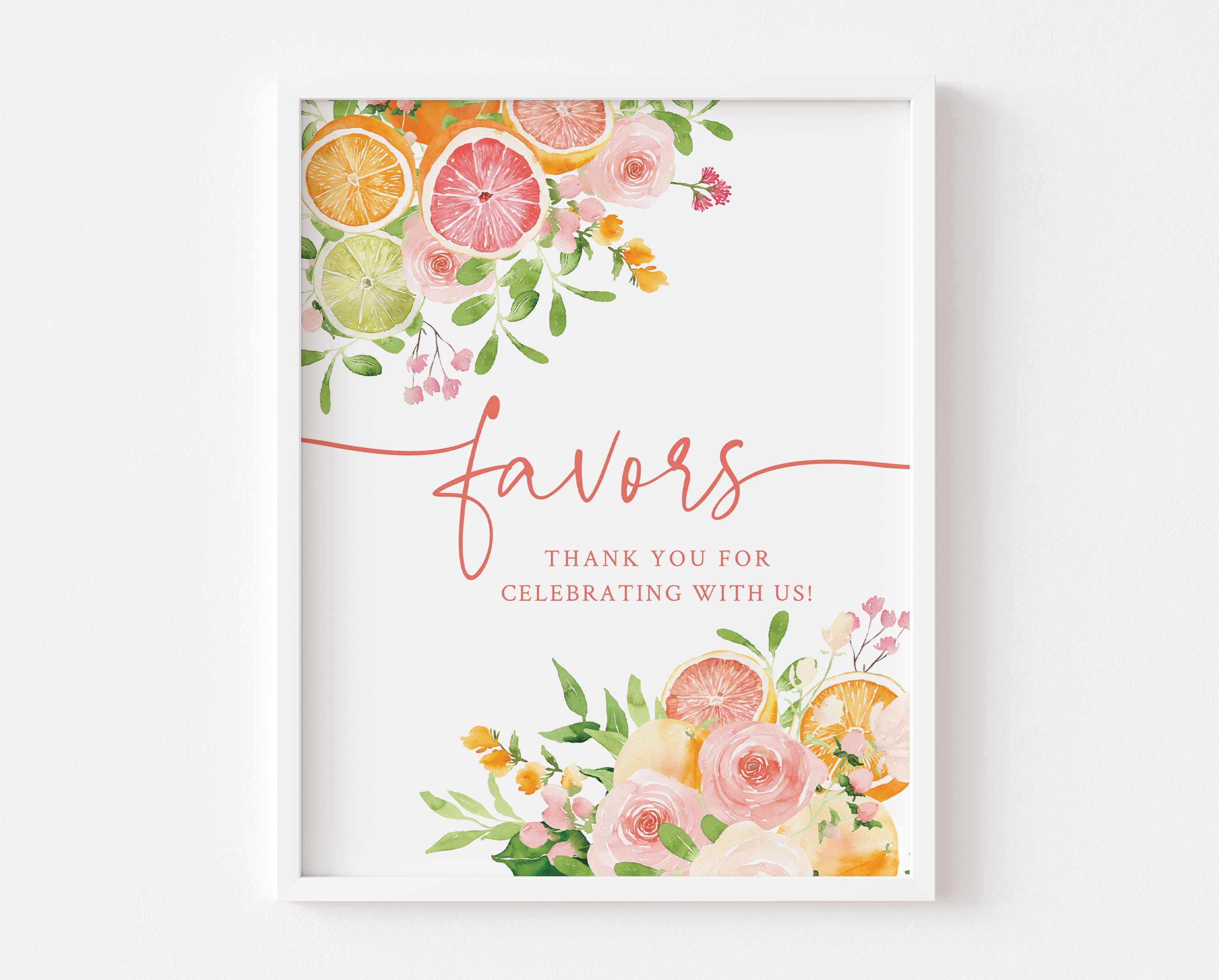 Citrus Favor Table Sign - 8x10 Printable Sign - Main Squeeze Bridal Shower - Favors Sign - Spritz Bridal Shower - Orange Wedding Shower
