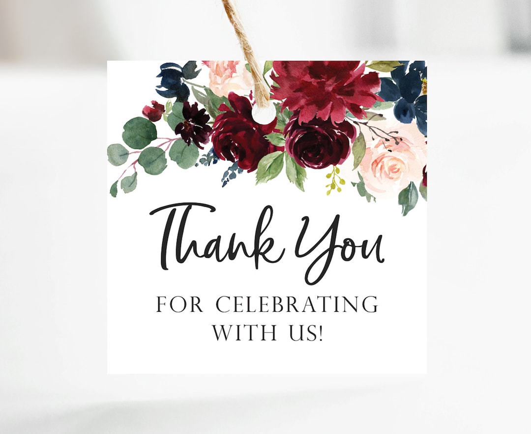 Printable Square Thank You Tags - Thank You for Celebrating With Us ...