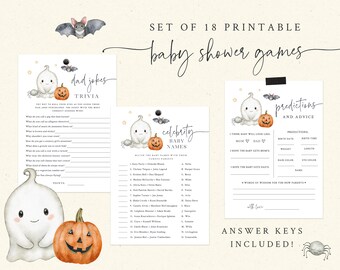 Halloween Baby Shower Game Bundle - Set of 18 Printable Baby Shower Game - A Little Boo Baby Shower Game Package - October Baby Shower Games