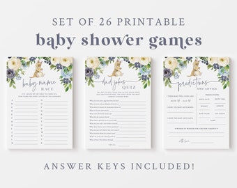 Kangaroo Baby Shower Game Bundle - 26 Printable Baby Games & Activities - Australian Animals Baby Shower Games - Boy Kangaroo Themed Package
