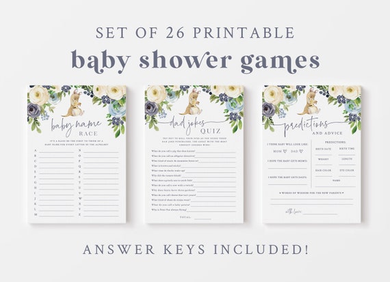 Kangaroo Baby Shower Game Bundle - 26 Printable Baby Games & Activities - Australian Animals Baby Shower Games - Boy Kangaroo Themed Package