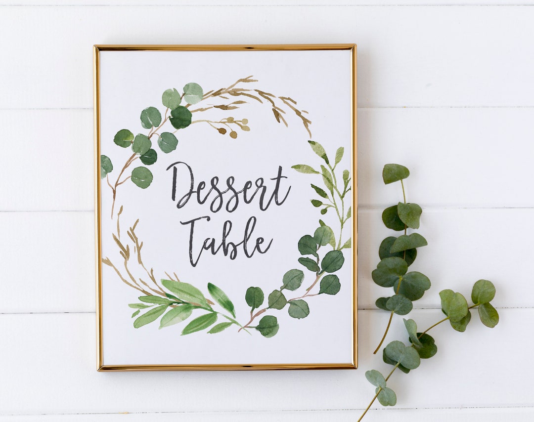 Dessert Table Sign - Greenery Party Sign - Desserts Sign - Green and ...