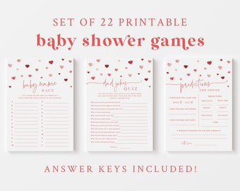Valentine Hearts Baby Shower Game Bundle - Set van 22 afdrukbare spellen - Valentijnsdag babyshower - Little Sweetheart - Little Love-thema