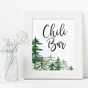 Chili Bar Sign - Chili Bar Printable - Mountain Party Decor - Mountain ...