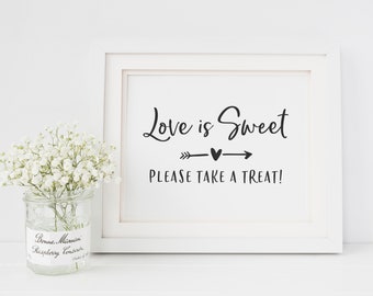 Love is Sweet Please Take a Treat Sign - Love is Sweet Printable - Wedding Sweets Table Sign - Wedding Dessert Bar Sign - Dessert Table Sign